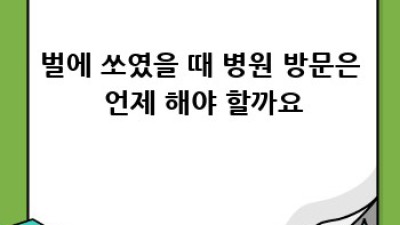 벌에 쏘였을 때, 어떻게 할까요? 완벽 가이드